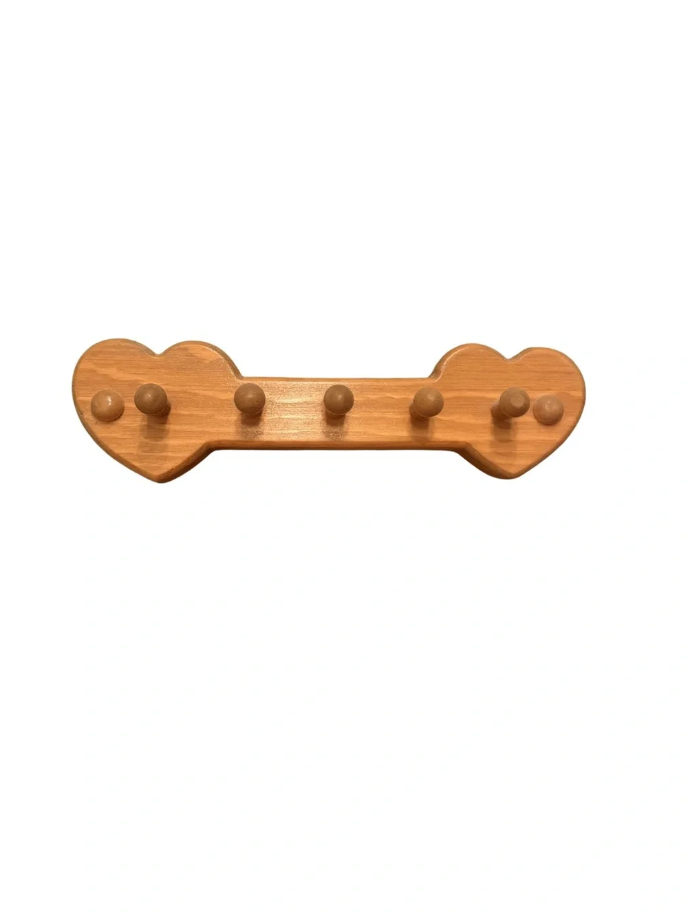 Heart-Shaped Wooden Wall Hook Rack in Natural Brown